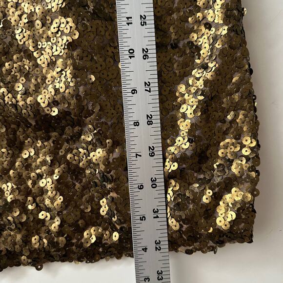 Alberto Makali NWT Gold Sequin Scoop Back Dress Mini Cocktail Party 3/4 Sleeve M - Picture 5 of 8